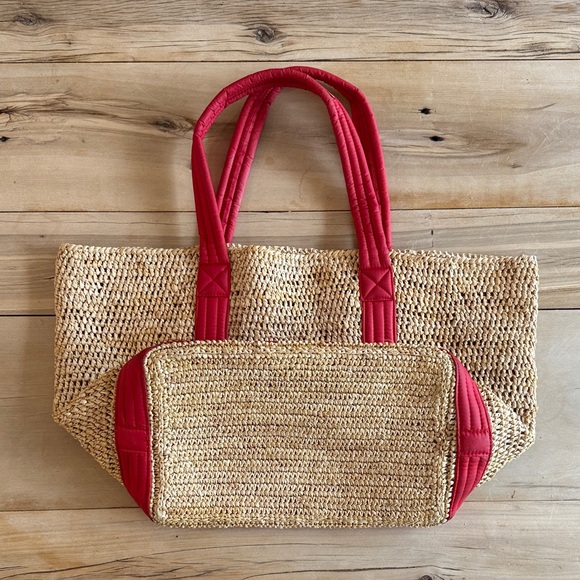 Red and Tan Woven Tote Bag - Picture 2 of 6
